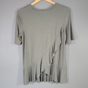 BCBGeneration Green Asymmetrical Ruffled Tee